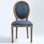 Paris Prix Lot De 2 Chaises Médaillon Tissu "Versailles" 96cm Bleu