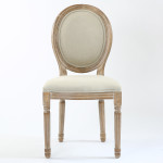 Paris Prix Lot De 2 Chaises Médaillon Tissu "Versailles" 96cm Beige & Naturel