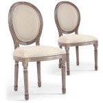 paris prix Lot de 2 Chaises Médaillon Tissu "Versailles" 96cm Beige