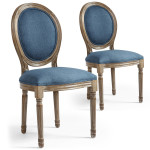 paris prix Lot de 2 Chaises Médaillon Tissu "Versailles" 96cm Bleu