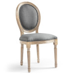 Paris Prix Lot De 2 Chaises Médaillon Tissu "Versailles" 96cm Gris Clair