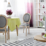 Paris Prix Lot De 2 Chaises Médaillon Tissu "Versailles" 96cm Gris Clair