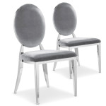 paris prix Lot de 2 Chaises Médaillon Velours "Tatianna" 90cm Argent