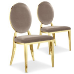 paris prix Lot de 2 Chaises Médaillon Velours "Tatianna" 90cm Taupe