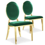paris prix Lot de 2 Chaises Médaillon Velours "Tatianna" 90cm Vert