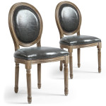 paris prix Lot de 2 Chaises Médaillon "Versailles" 96cm Gris