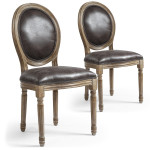 paris prix Lot de 2 Chaises Médaillon "Versailles" 96cm Marron Vielli