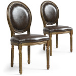paris prix Lot de 2 Chaises Médaillon "Versailles" 96cm Marron & Or