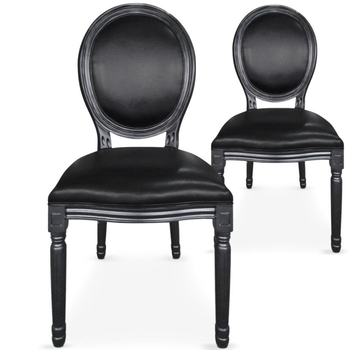 Paris Prix Lot De 2 Chaises Médaillon "Versailles" 96cm Noir