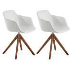 paris prix Lot de 2 Chaises Pivotantes "Ursula" 81cm Beige & Naturel