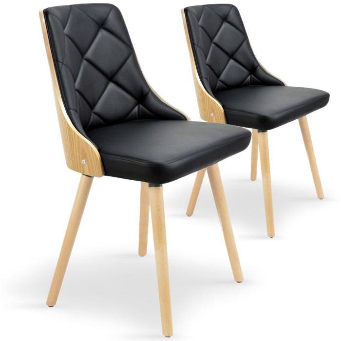 Paris Prix Lot De 2 Chaises Scandinave "Cargo" 79cm Chêne & Noir