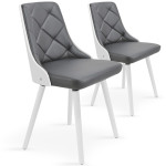 paris prix Lot de 2 Chaises Scandinave "Cargo" 79cm Gris & Blanc