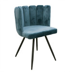 Paris Prix Lot De 2 Chaises Velours "Ariel" 79cm Bleu Canard