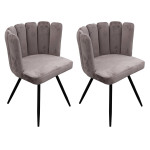 paris prix Lot de 2 Chaises Velours "Ariel" 79cm Gris