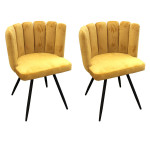 paris prix Lot de 2 Chaises Velours "Ariel" 79cm Jaune