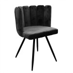 Paris Prix Lot De 2 Chaises Velours "Ariel" 79cm Noir