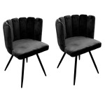 paris prix Lot de 2 Chaises Velours "Ariel" 79cm Noir