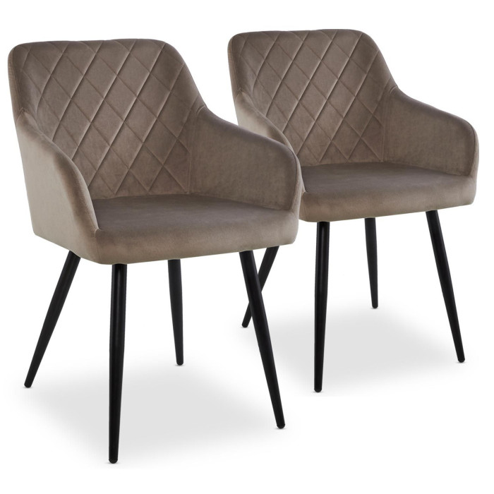 Paris Prix Lot De 2 Chaises Velours "Ariette" 83cm Gris