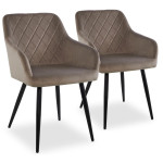 paris prix Lot de 2 Chaises Velours "Ariette" 83cm Gris
