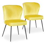 paris prix Lot de 2 Chaises Velours Design "Elsa" 79cm Jaune