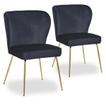 paris prix Lot de 2 Chaises Velours Design "Elsa" 79cm Noir
