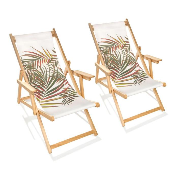 Paris Prix Lot De 2 Chiliennes De Jardin Pliantes Feuille "Lona" 102cm Multicolore