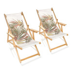 paris prix Lot de 2 Chiliennes de Jardin Pliantes Feuille "Lona" 102cm Multicolore