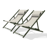 Paris Prix Lot De 2 Chiliennes De Jardin Pliantes "Julia" 102cm Kaki
