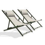 paris prix Lot de 2 Chiliennes de Jardin Pliantes "Julia" 102cm Kaki