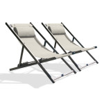 paris prix Lot de 2 Chiliennes de Jardin Pliantes "Julia" 102cm Gris Anthracite