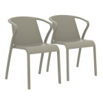paris prix Lot de 2 Fauteuils de Jardin Empilables "Fado" 76cm Taupe