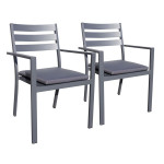 paris prix Lot de 2 Fauteuils de Jardin Empilables "Pelosa" 85cm Gris Anthracite