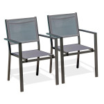 paris prix Lot de 2 Fauteuils de Jardin Empilables "Tolede" 87cm Gris Anthracite