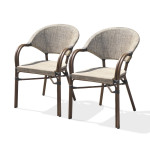 Paris Prix Lot De 2 Fauteuils De Jardin Empilables "Ushuaia" 85cm Marron