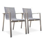 paris prix Lot de 2 Fauteuils de Jardin Empilables "Zahara" 84cm Taupe