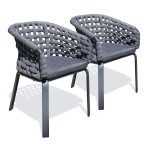 paris prix Lot de 2 Fauteuils de Jardin en Corde Tissée "Camargue" 72cm Gris Anthracite