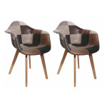 paris prix Lot de 2 Fauteuils Déco "Patchwork" 84cm Marron
