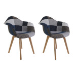 paris prix Lot de 2 Fauteuils Déco "Patchwork" 85cm Bleu Gris