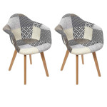 paris prix Lot de 2 Fauteuils Design "Patchwork" 85cm Gris