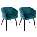 paris prix Lot de 2 Fauteuils Design Velours "Marlo" 76cm Bleu