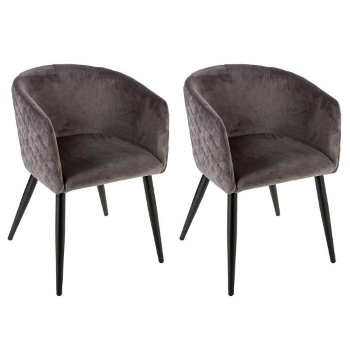 Paris Prix Lot De 2 Fauteuils Design Velours "Marlo" 76cm Gris