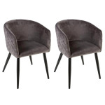 paris prix Lot de 2 Fauteuils Design Velours "Marlo" 76cm Gris