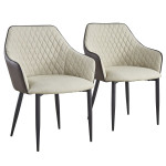 paris prix Lot de 2 Fauteuils Design "Zoa" 88cm Beige & Marron