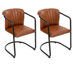 paris prix Lot de 2 Fauteuils en Cuir "Kavi" 77cm Cognac