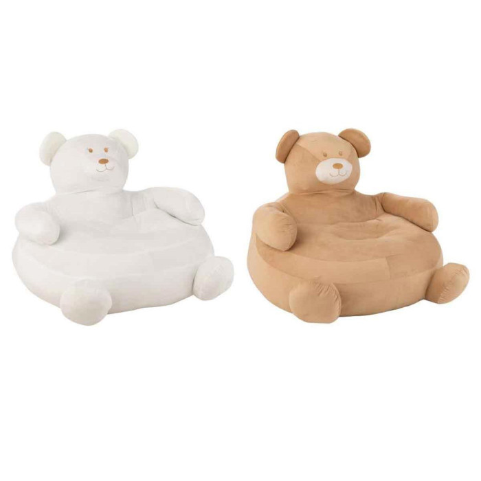Paris Prix Lot De 2 Fauteuils Enfant "Ours" 70cm Blanc & Beige