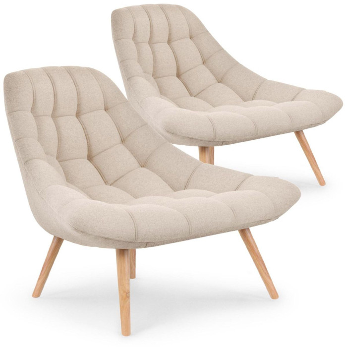 Paris Prix Lot De 2 Fauteuils Scandinaves "Johan" 102cm Beige