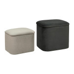 paris prix Lot de 2 Poufs Coffre Velours "Dani" 40cm Gris
