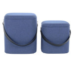 paris prix Lot de 2 Poufs & Coffres de Rangement "Arabella" 44cm Bleu & Noir