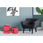 Paris Prix Lot De 2 Poufs & Coffres De Rangement "Arabella" 44cm Rouge & Noir