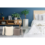 Paris Prix Lot De 2 Poufs & Coffres De Rangement "Zora" 44cm Ivoire & Taupe